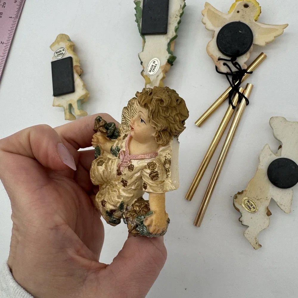 Silver Angel Magnets Set‎ of 4 Cherub Refrigerator United Design Corp 1995